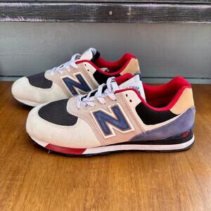 New Balance 574 Classic Lifestyle Shoes Tan Blue Red US 6.5 Youth GC574LC1